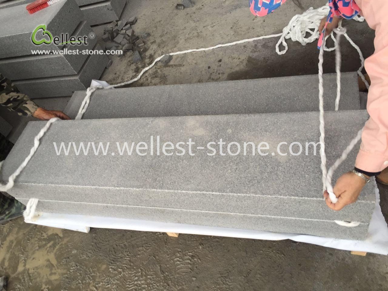 Outdoor Flamed Dark Grey Granite Steps, Stepping Stone, Garden Stone