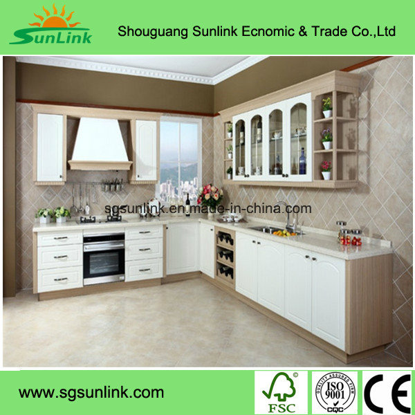 White Glossy Lacquer Mixed Wooden Color Modern Kitchen Cabinet