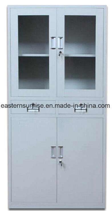 Powder Coating 2 Drawer Half Glass Metal Steel Iron Filing Cupboard/Cabinet