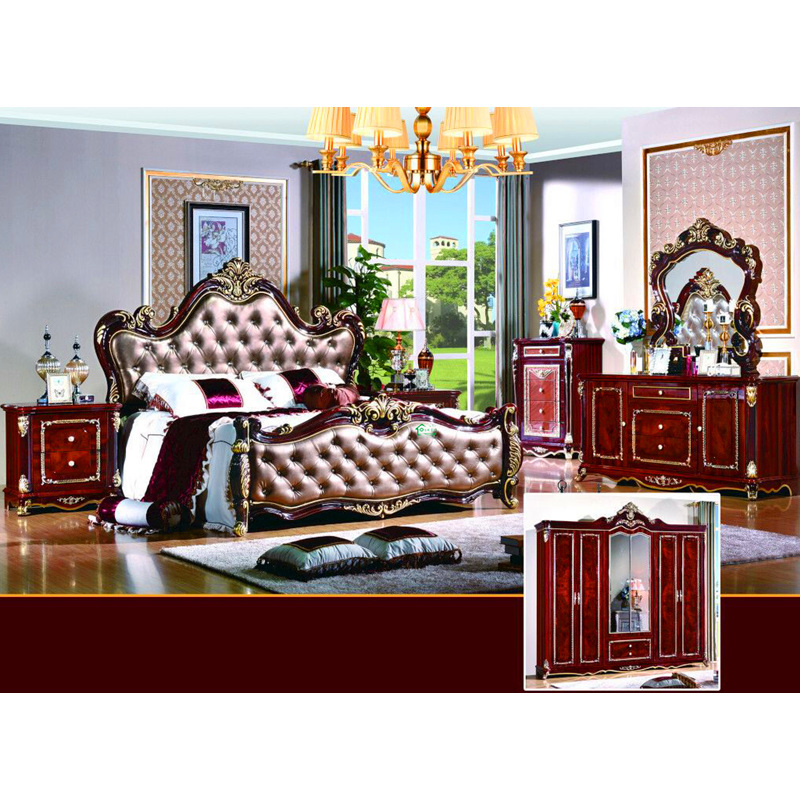 Double Bed for Antique Bedroom Furniture (W813A)