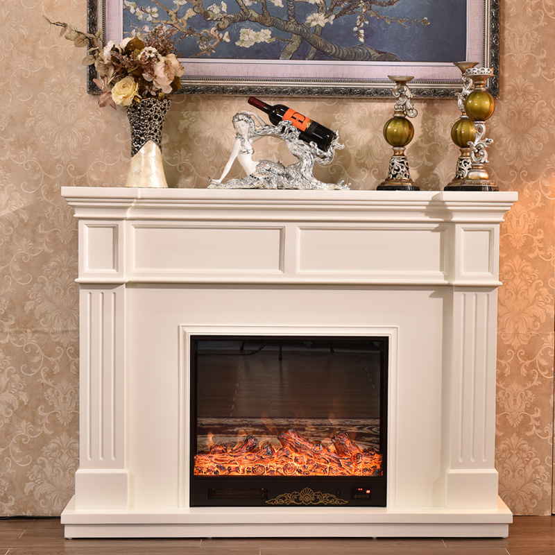 Antique Carved Wooden Electric Fireplace Mantel (GSP15-003)