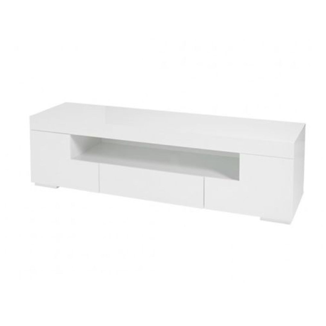 High Glass White MDF Melmine LCD TV Floor Stand Design