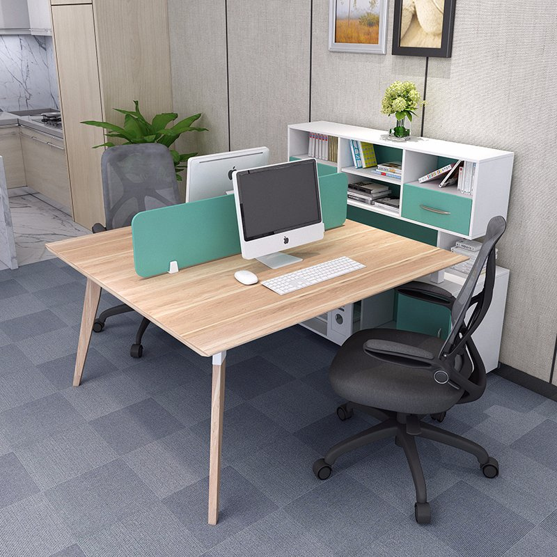 Modern Two Person Wooden Office Computer Desk