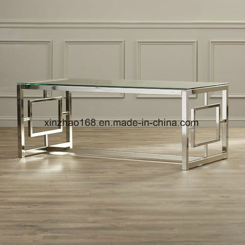 Most Popular Modern Tempered Glass Stainless Steel Legs Coffee Table