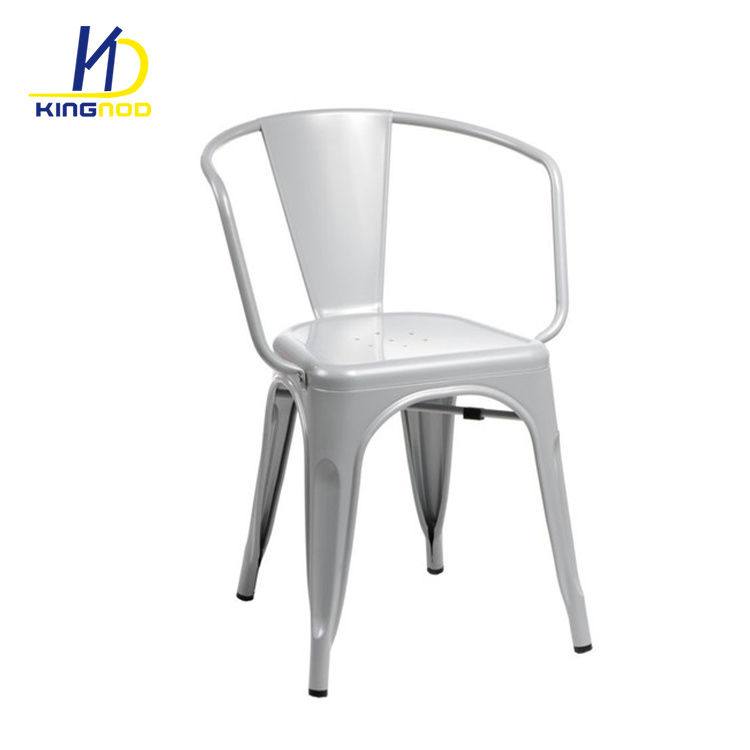 Industrial Cafeteria Tolics Replica Stackable Vintage Outdoor Metal Dining Chair with Back