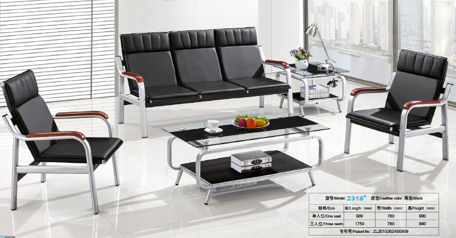 Hot Sales Classical Design Leather Office Sofa Public Sofa Waiting Sofa and Chair 1+1+3 in Stock