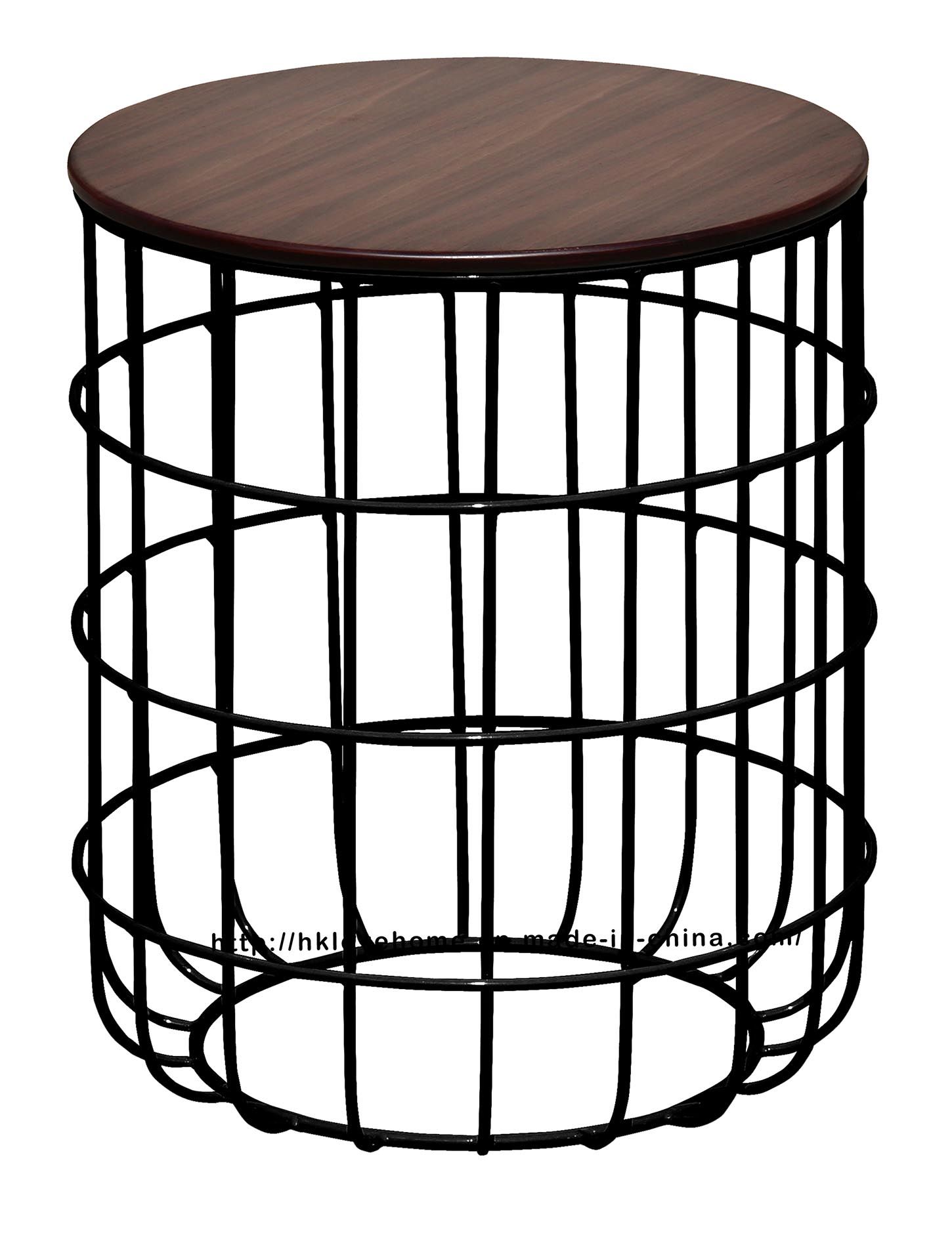 Morden Industrial Dining Coffee Black Metal Wire Wooden Top Table