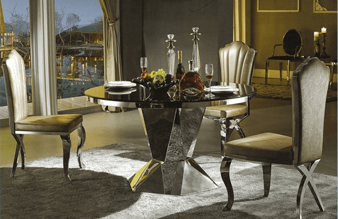 Various Colours Event Rental Furniture Round Dining Table Set Glass