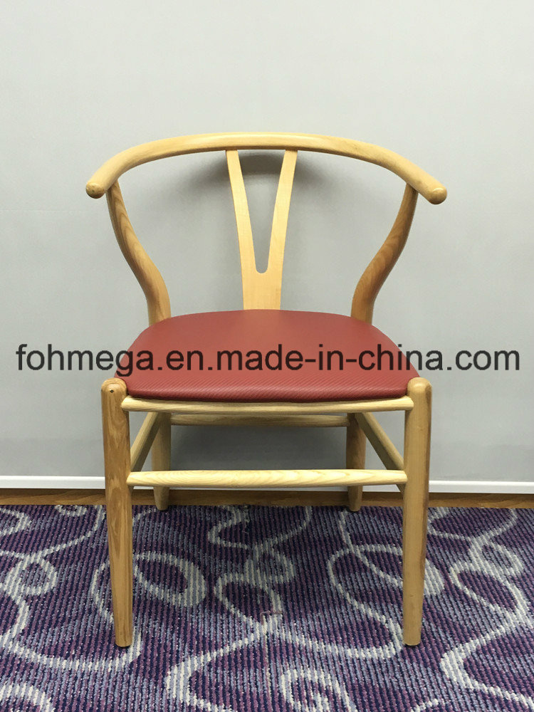 Solid Wood Restaurant Wishbone Chair with PU Leather Cushion (FOH-BCC41)