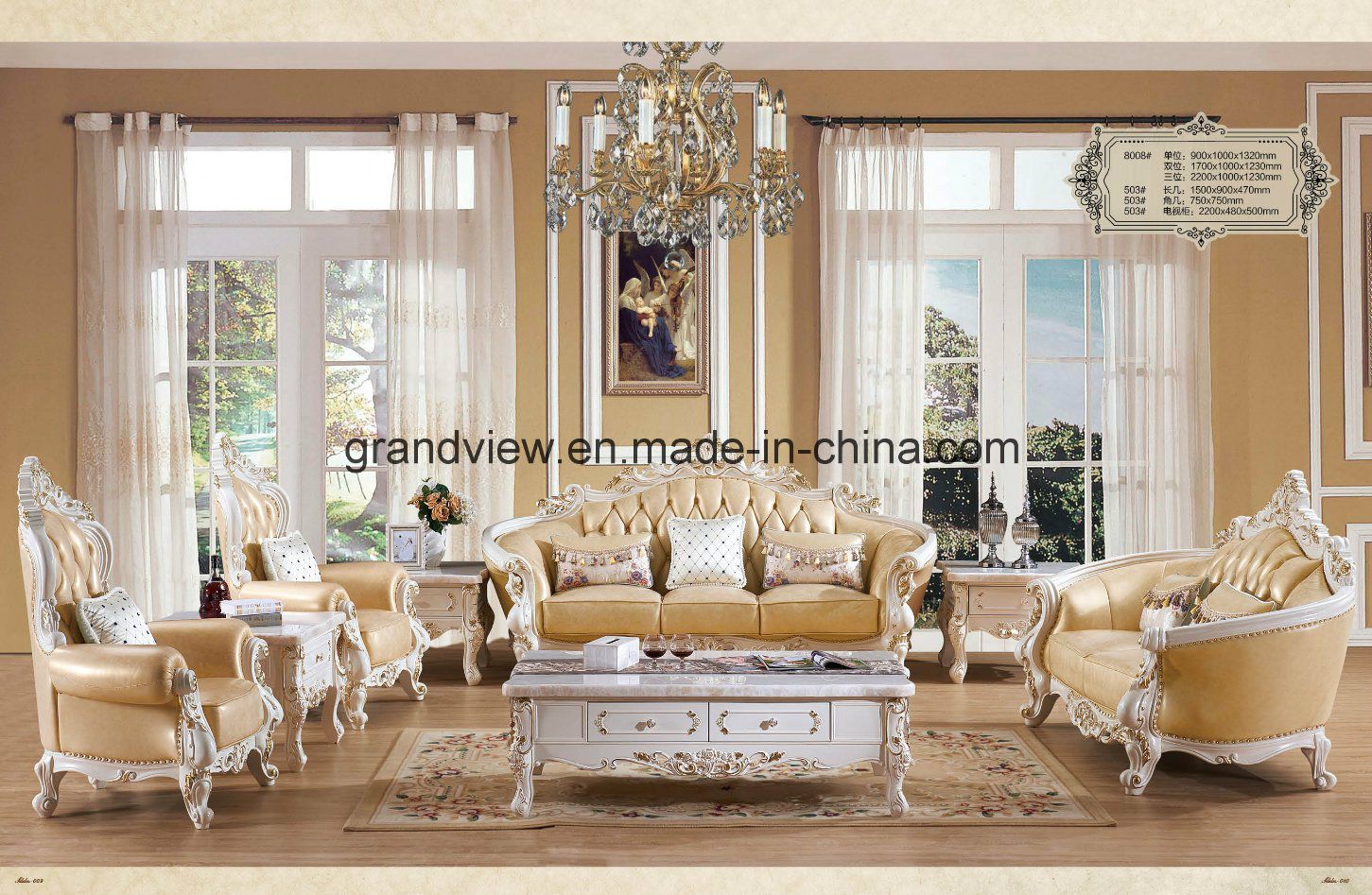 2017 Royal Furniture High Quality Italy Style Classic Tufted Leather Victorian Sofa Couch