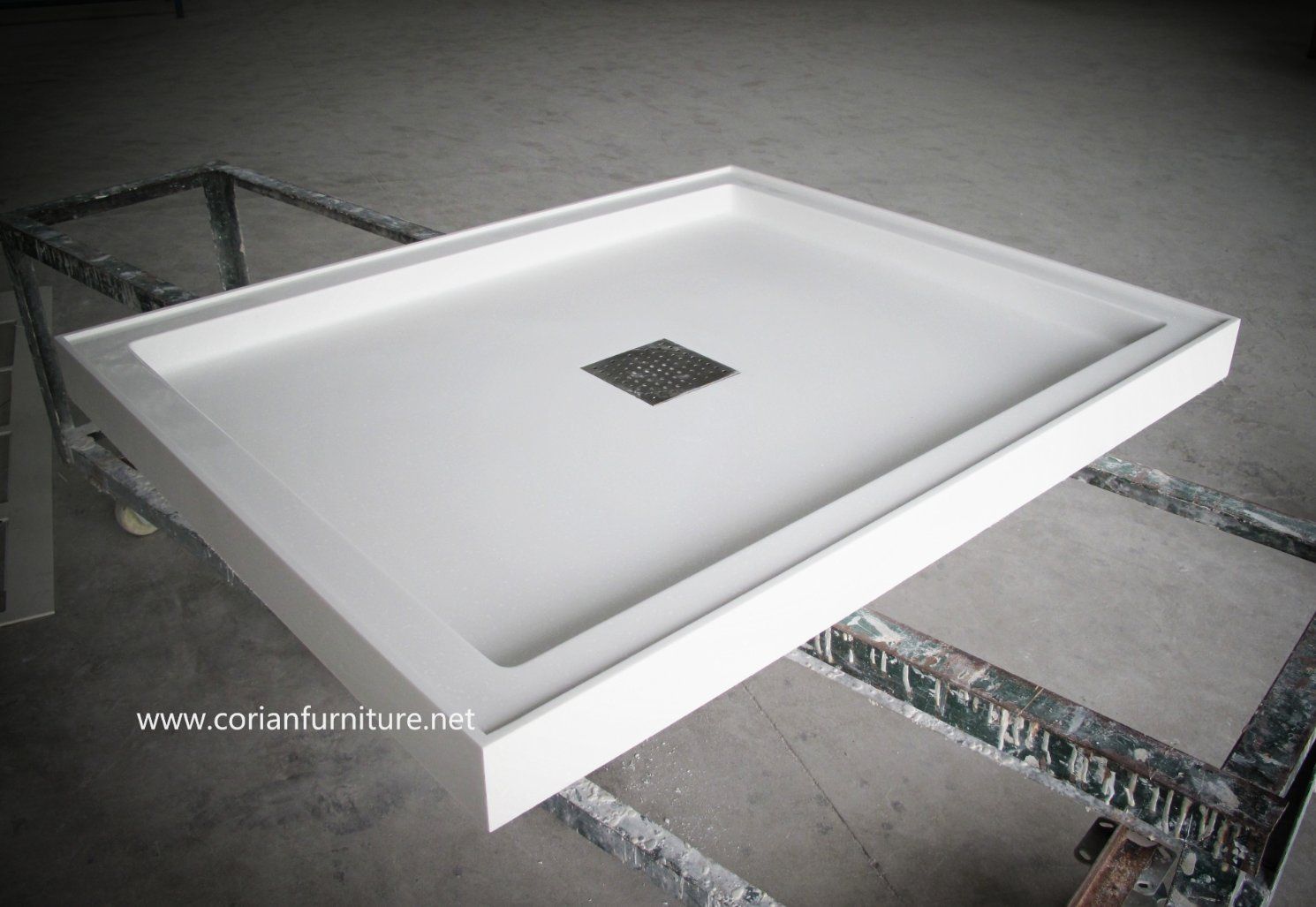 Green Color Acrylic Solid Surface Rectangular Corian Shower Tray