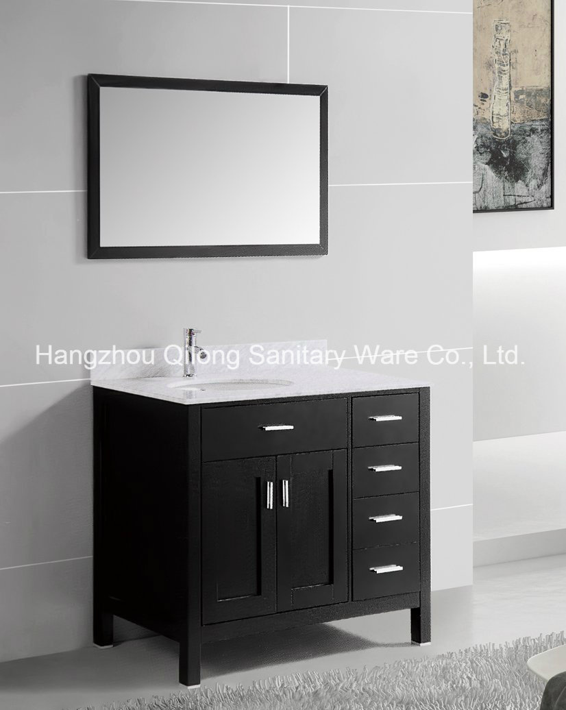 Artificial Stone Basin Solid Wood Cabinet in Bathroom