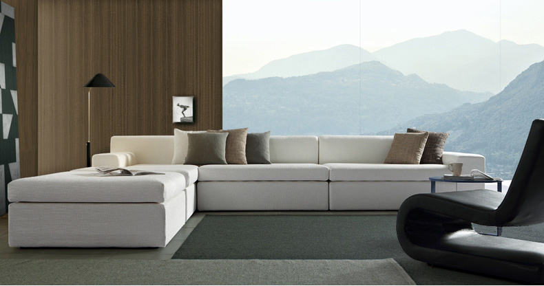 Home Furniture Italy Modern L Shape Sectional Fabric Corner Sofa