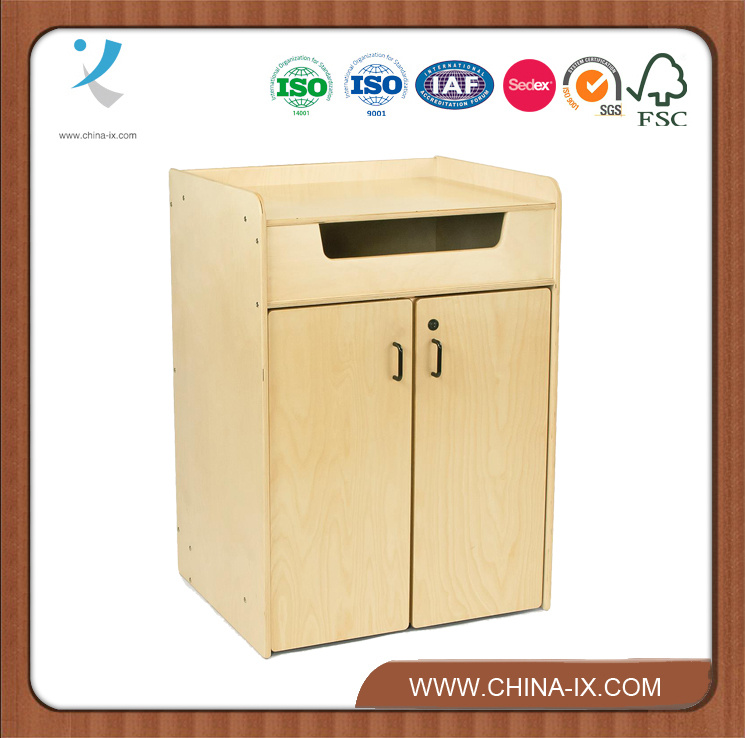 Book Return Cabinet with Concealed Mobile Cart & Padded Interior