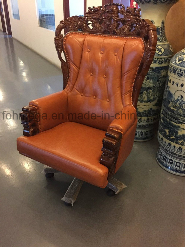 Classic Design Wood Frame Leather Executive Chair for CEO