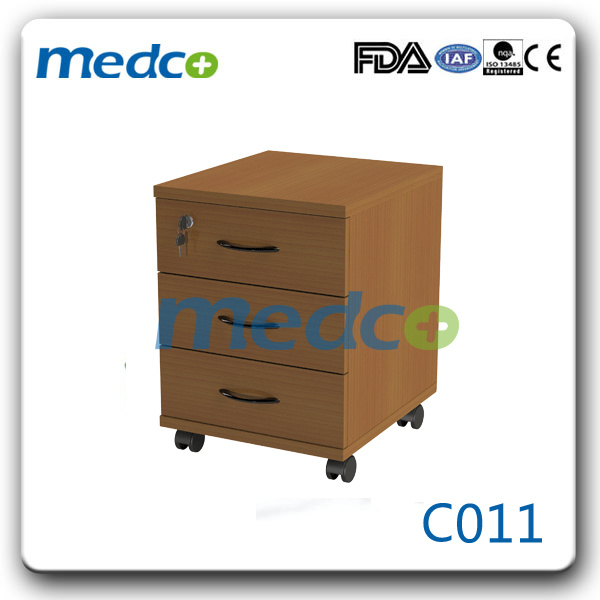 Wooden Hospital Bedside Cabinet Table with 3 Draws