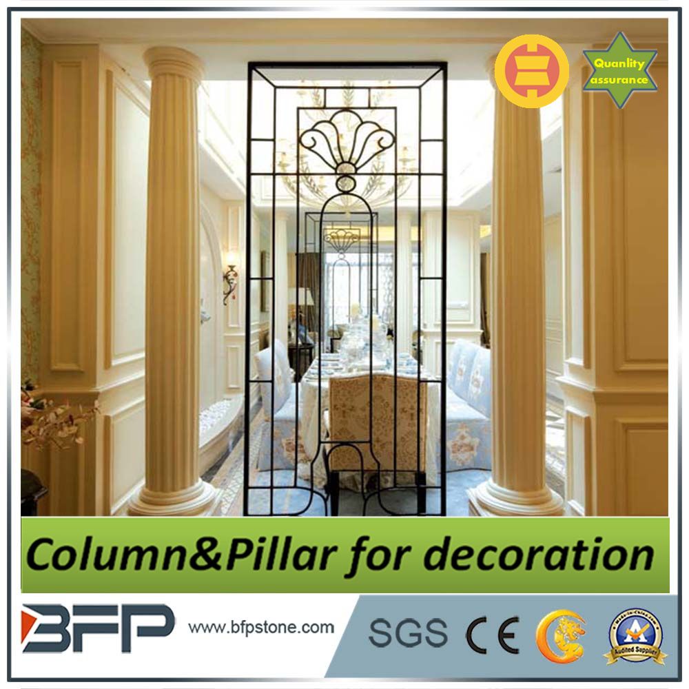 Decorative White Beige Marble Pillar, Marble Columns