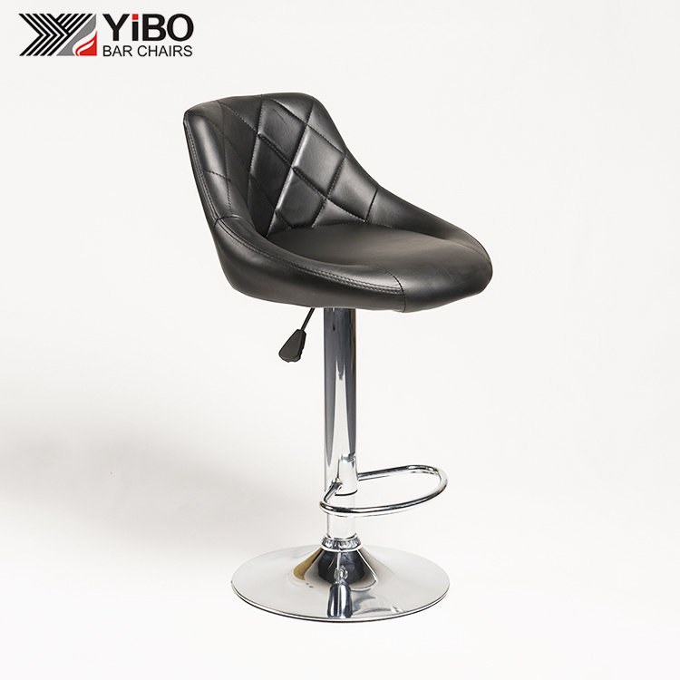 Modern Enhanced PU Club Style Swivel Black Color Bar Stool