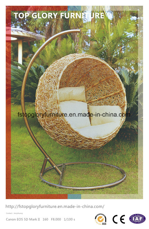 PE Wicker Rattan Hanging Outdoor Furniture Swing (TGDL-022)