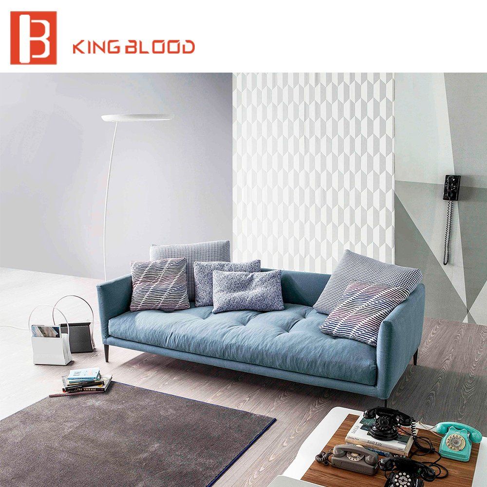 Latest Stylish Blue Color Sofa Set Couch Design for Living Room