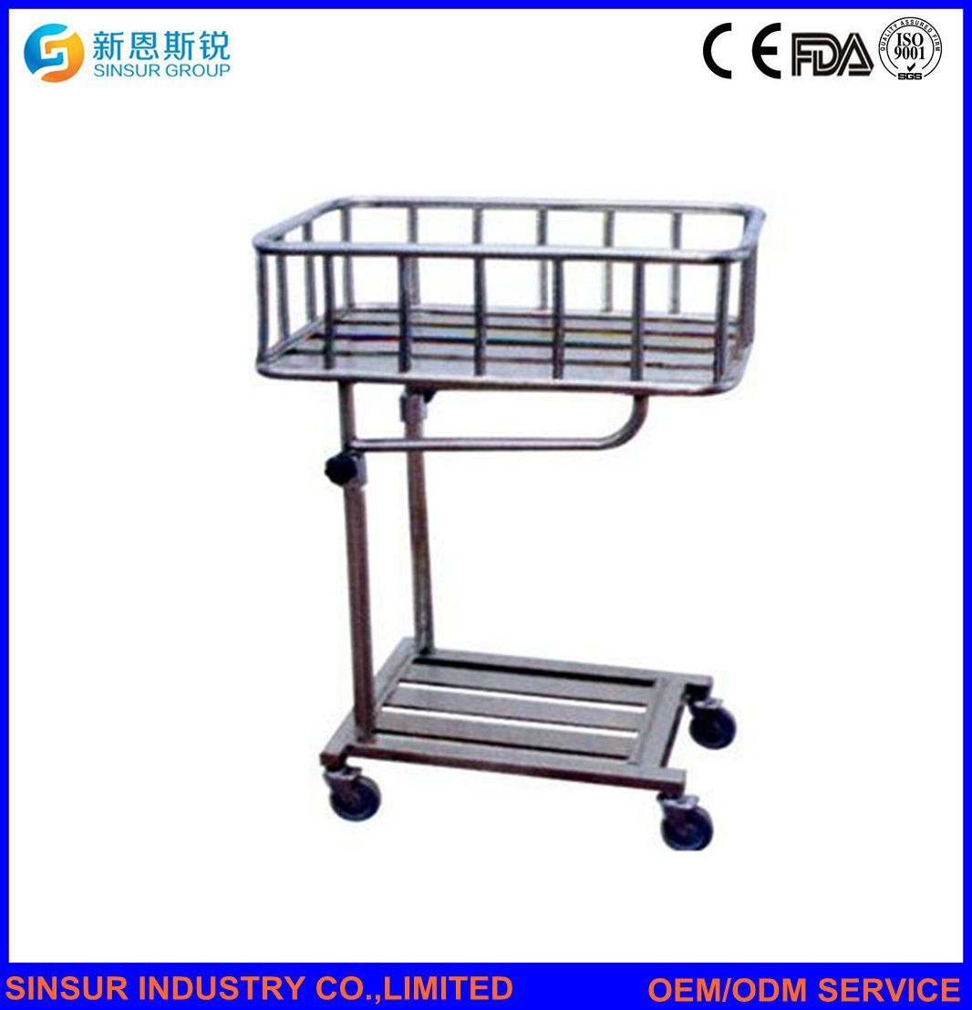 Hospital Use Stainless Steel Bedside New Born Infant Baby Bed/Trolley/Cot