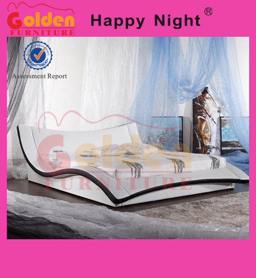 Oak Solid Wood with Leather Sleigh Bed Furniture China G934