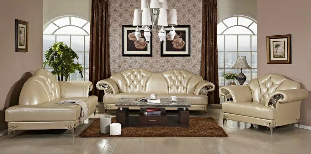 Modern Leather Sofa with European Style
