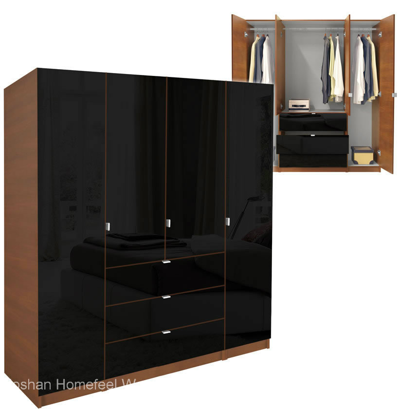Modern Wooden 4 Doors Wardrobe Design (HF-EY08313)