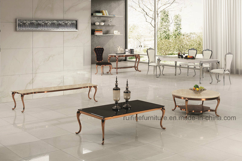 2018 Luxury Royal Rose Gold King Throne Chair Dining Table Stainless Steel