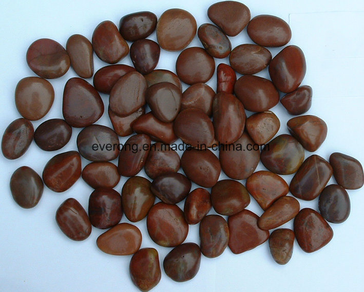 High Polished River Stone, Intensively Red Pebble for Garden Decoration