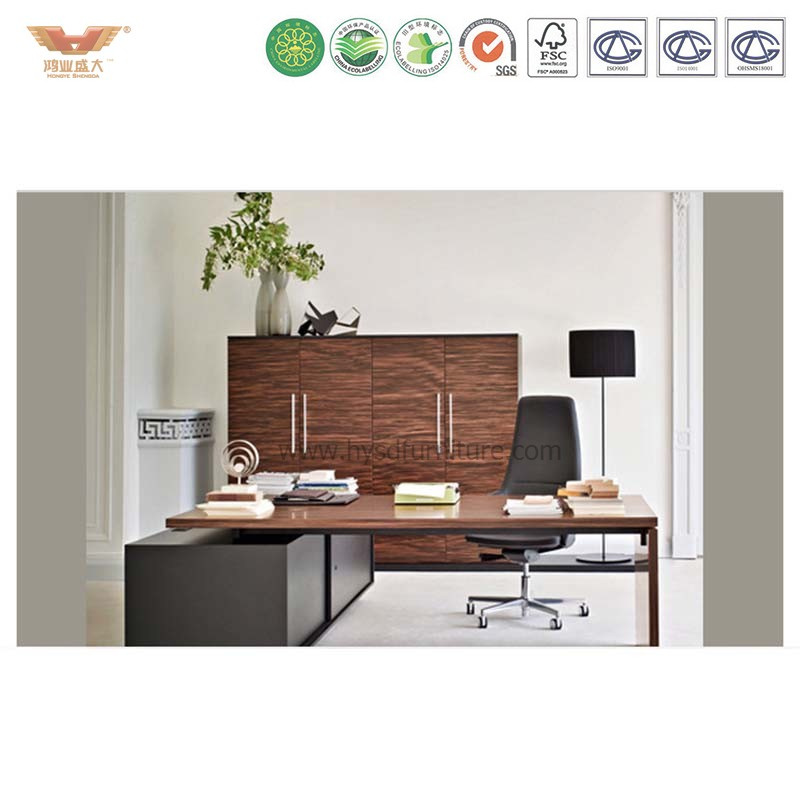 Metal Frame Wooden Surface Top Steel Office Computer Table/Desk
