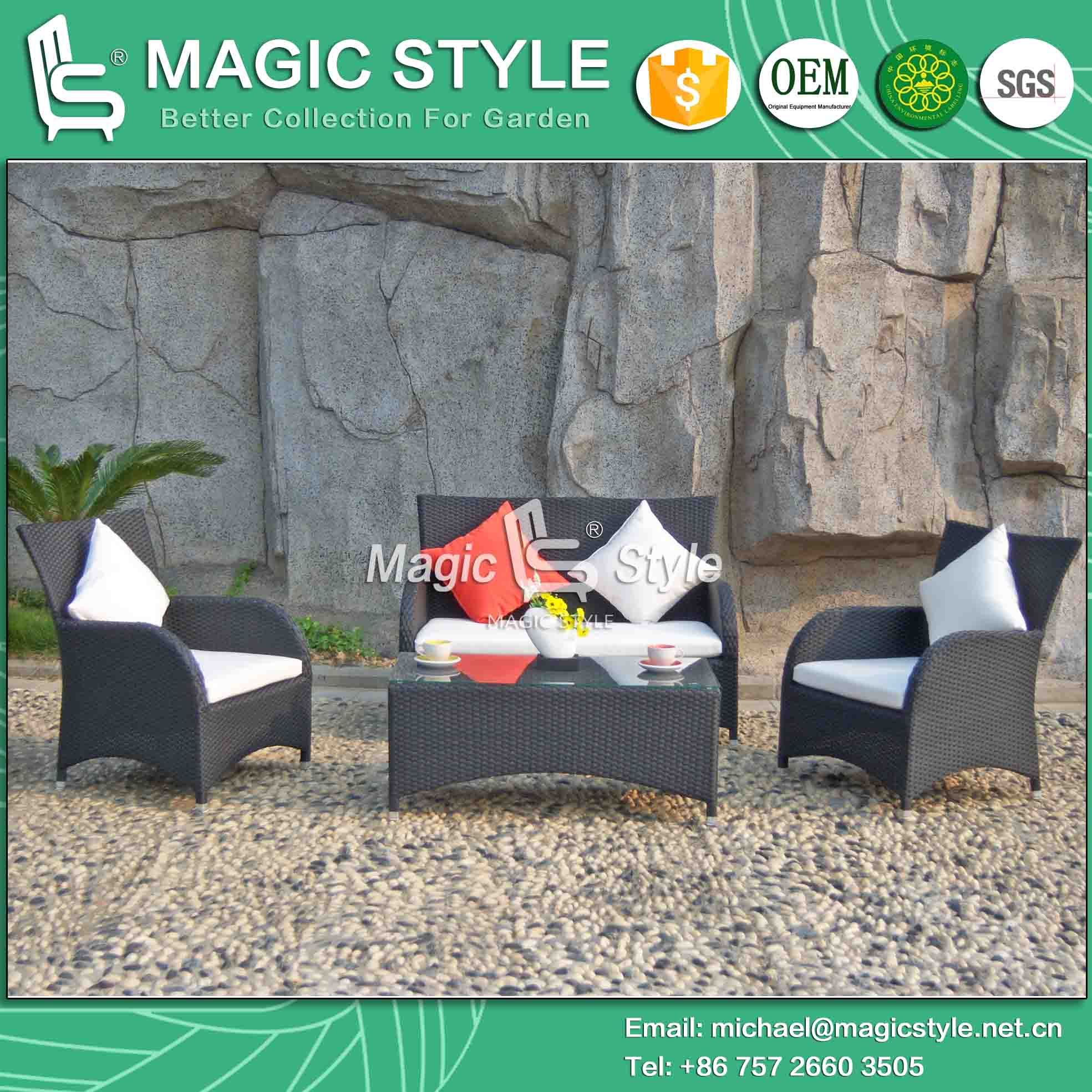 Simple Patio Sofa Set Rattan Outdoor Sofa Set Garden Wicker Sofa Set (Magic Style)