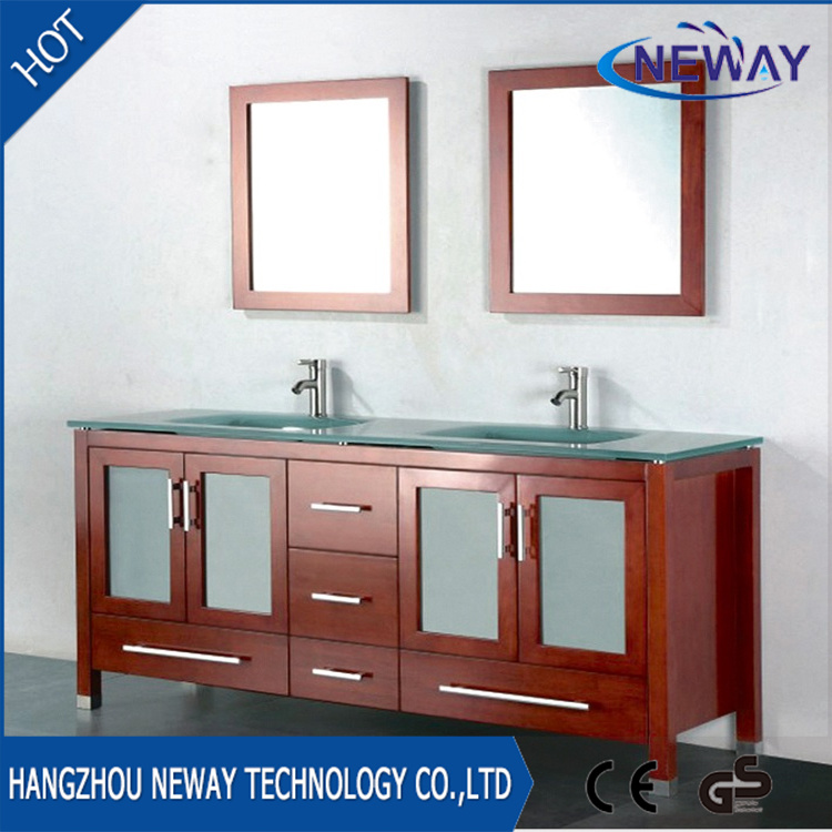 American Type Floor Standing Commercial Double Sink Bathroom Vanity