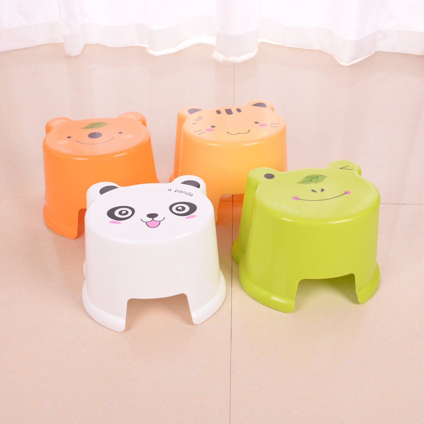 Wholesale Cheap Small Kids Step Shower Plastic Stool with Animal Pattern