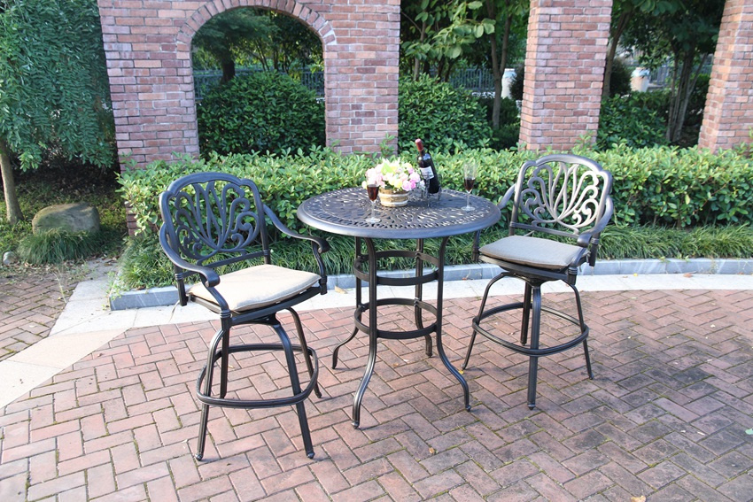 Cast Aluminum Garden Barstool Set Furniture