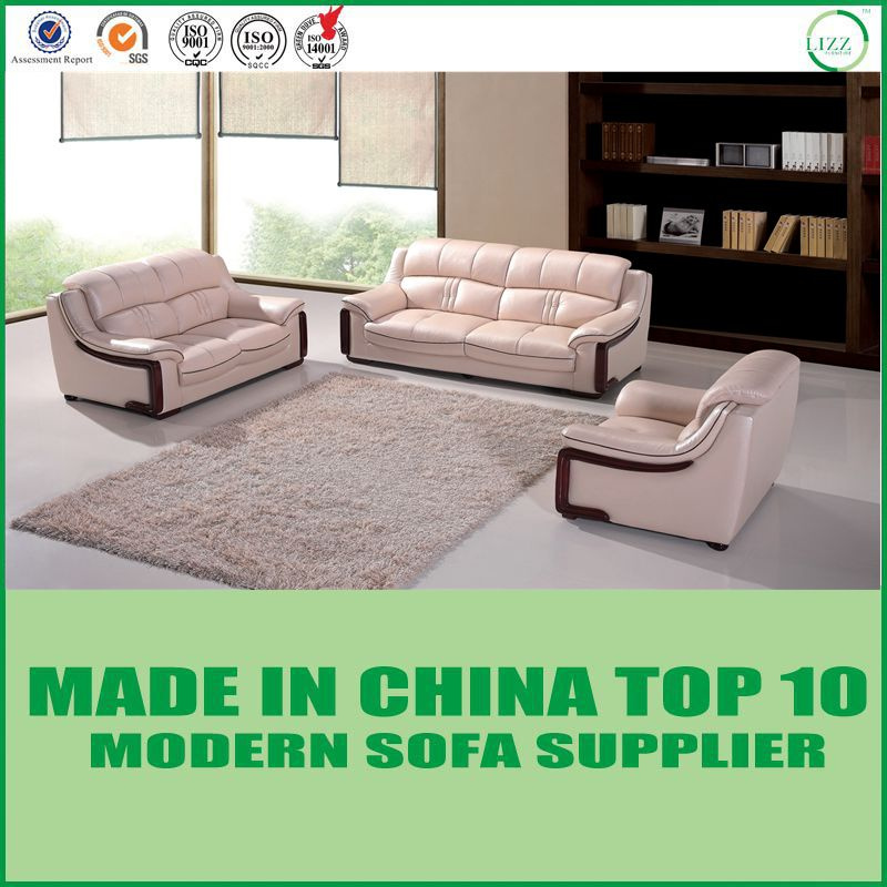 Fashion American Style Modern Leather Sofa with Wooden