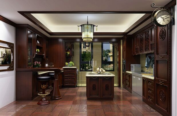 American Style Solid Wood Walnut Kitchen Cabinet (w2)