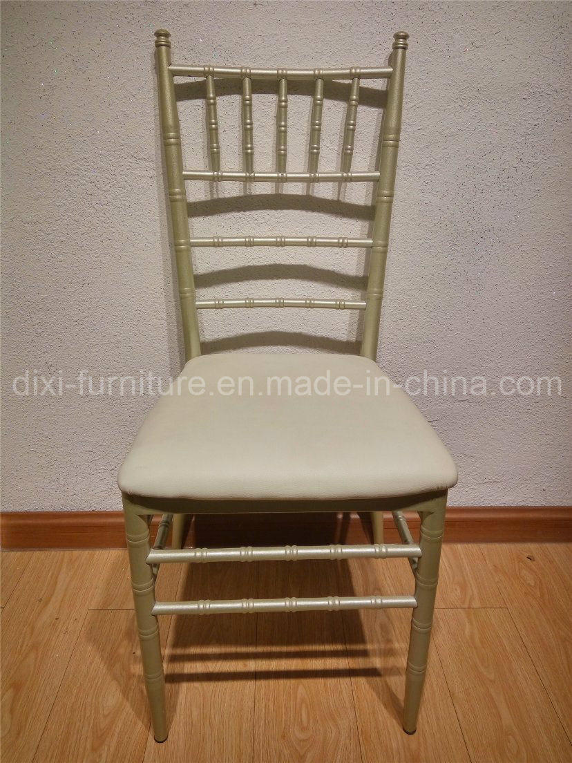 Wedding Aluminum Chiavari Chair with Fixed PU Leather Seat Cushion