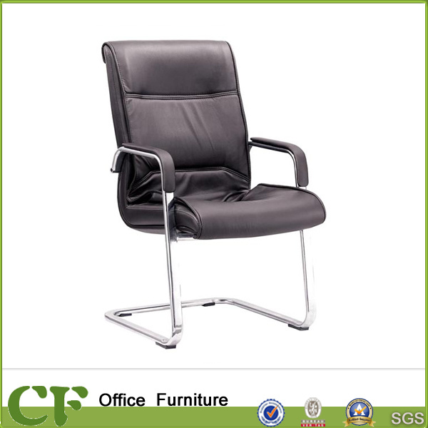 Stackable Chrome Leg Office Leather Visitor Chair for Guests