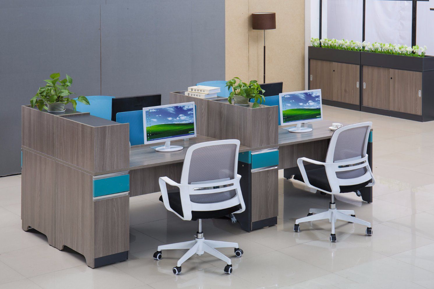 Affordable 4 Seats New Color Combination Removable Melamine Desk