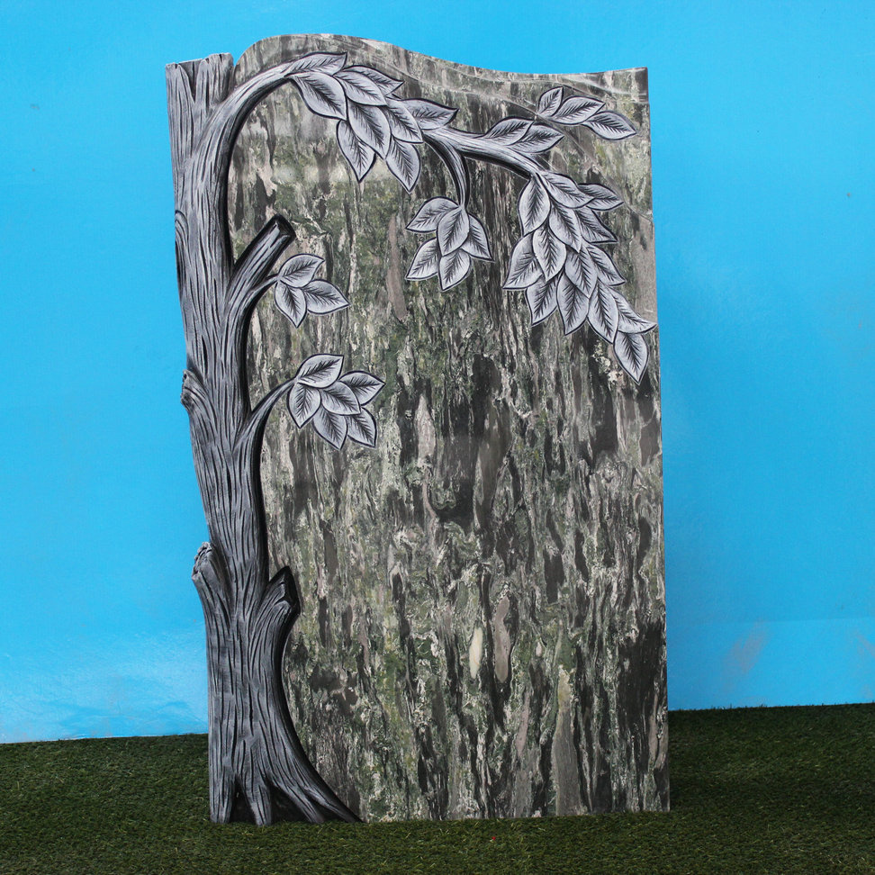 Yunnan Green Granite Tree Carving Upright Monument