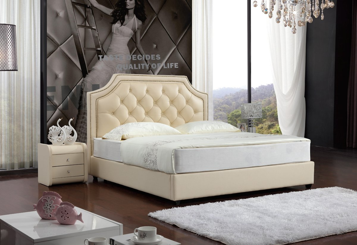 Modern Style Half Italian Leather Soft Bed (SBT-33)