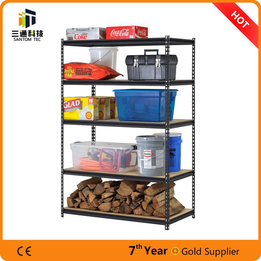 5 Shelf Light Duty Slotted Angle Rack, Metal Storage Rack, Steel Shelf