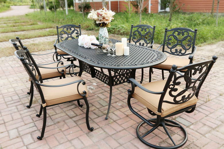 8 Person Die Cast Aluminum Outdoor Furniture Bar Table Wholesale