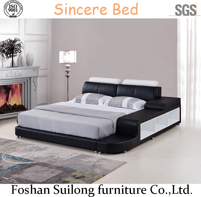 American Modern Style Genuin Leather Bed Bedroom Bed