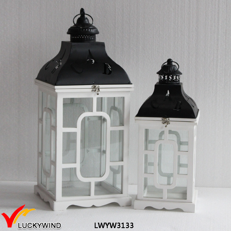 White Rustic Decoration Antique Vintage Handmade Table Wedding Wooden Lantern