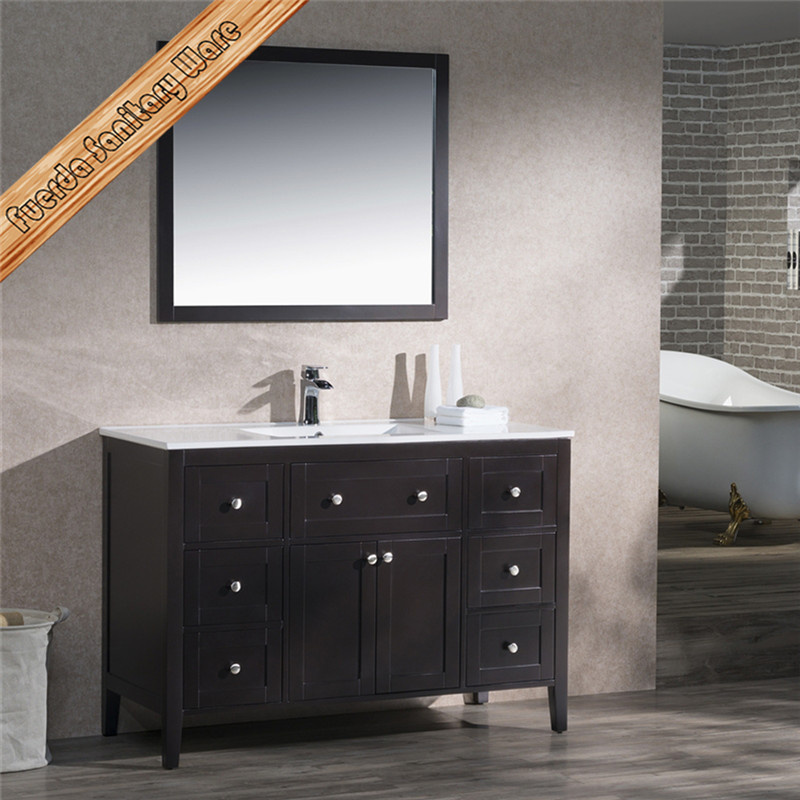 Fed-1961A Modern Solid Wood Bath Vanity Black Modern Bath Cabinet