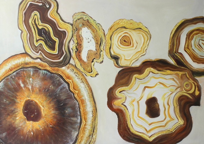 Wholesale Golden Abstract Oil Painting for Handmade Home Decor