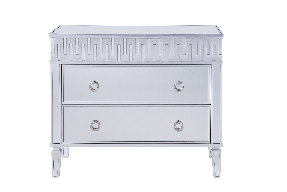 W/2 Drawers/Antique Silver/Clear Mirror Cabinet