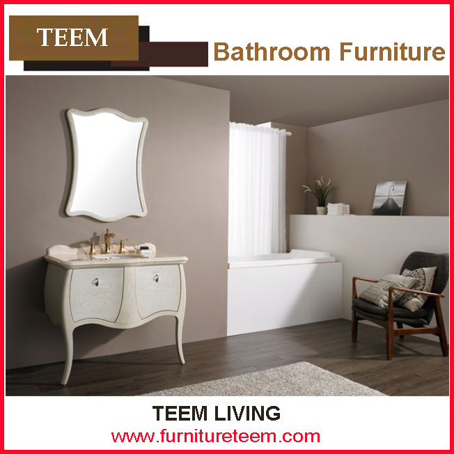 White Ash Wood Bathroom Cabinet
